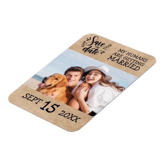 Modern Script Couple Photo Wedding Save the Date Magneet (Linkerzijde)