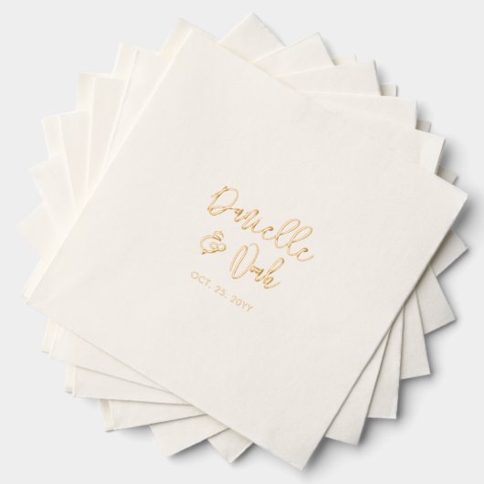 Modern Script Couples Naam Custom Wedding Folie Servetten (Insitu (Gestapeld))