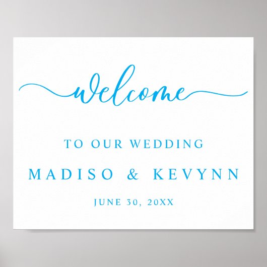 Modern Script Couples Names Wedding Welcome Sign Poster (Voorkant)