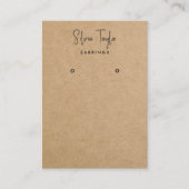Modern Script Craft Paper Oorbel Display Kaart Visitekaartje (Voorkant)