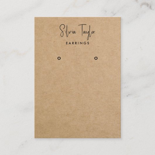 Modern Script Craft Paper Oorbel Display QR-code Visitekaartje (Voorkant)