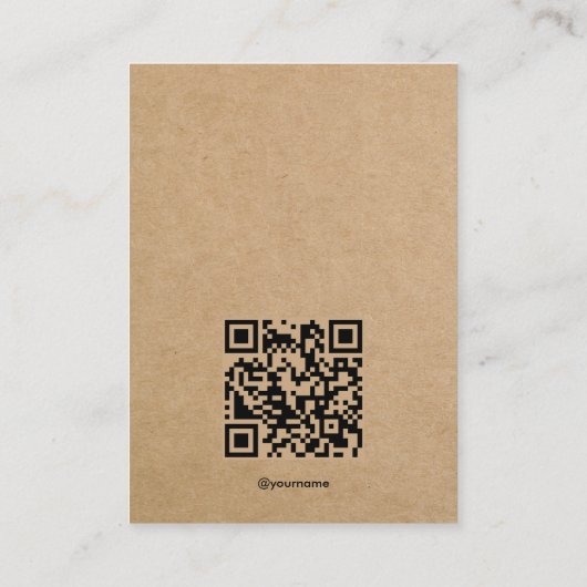 Modern Script Craft Paper Oorbel Display QR-code Visitekaartje (Achterkant)