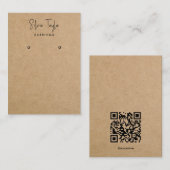 Modern Script Craft Paper Oorbel Display QR-code Visitekaartje (Voorkant / Achterkant)