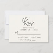 Modern Script Cream Bruiloft RSVP Kaartje (Voorkant)
