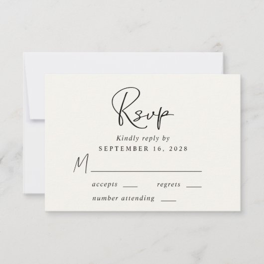 Modern Script Cream Bruiloft RSVP Kaartje (Voorkant)
