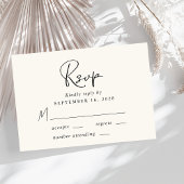 Modern Script Cream Bruiloft RSVP Kaartje