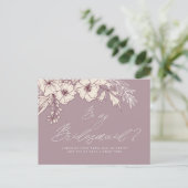 Modern Script Creme Floral Bridesmaid Briefkaart (Staand voorkant)