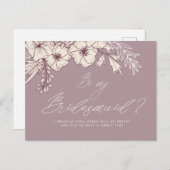 Modern Script Creme Floral Bridesmaid Briefkaart (Voorkant / Achterkant)