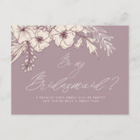 Modern Script Creme Floral Bridesmaid Briefkaart
