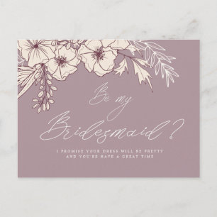 Modern Script Creme Floral Bridesmaid Briefkaart
