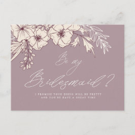 Modern Script Creme Floral Bridesmaid Briefkaart