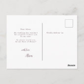 Modern Script Creme Floral Maid of Honor Briefkaart (Achterkant)
