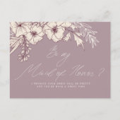 Modern Script Creme Floral Maid of Honor Briefkaart (Voorkant)