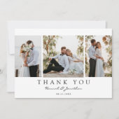 Modern Script Custom 3 foto bruiloft Bedankkaart (Voorkant)