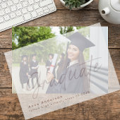 Modern Script Custom Afstuderen Afstudeerder Overl Vellum Uitnodigingen