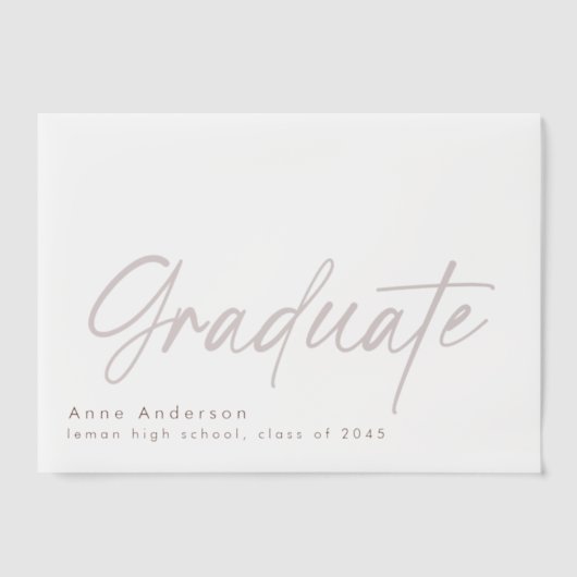 Modern Script Custom Afstuderen Afstudeerder Overl Vellum Uitnodigingen (Voorkant)