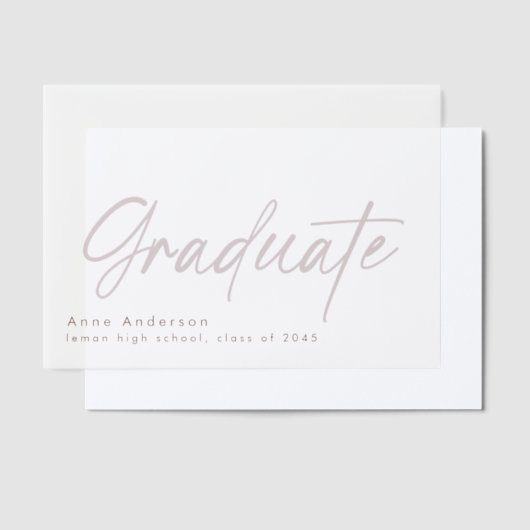 Modern Script Custom Afstuderen Afstudeerder Overl Vellum Uitnodigingen (Offset)