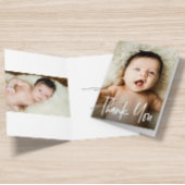 Modern Script Custom Baby shower Foto's Bedankkaart