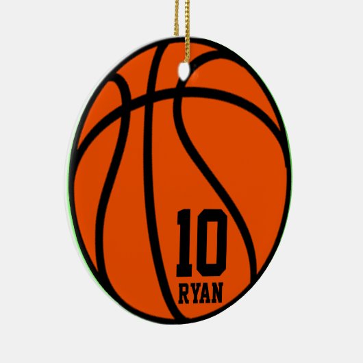 Modern Script Custom Basketbal Foto Kerstmis Keramisch Ornament (Rechts)