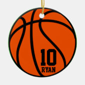 Modern Script Custom Basketbal Foto Kerstmis Keramisch Ornament (Voorkant)