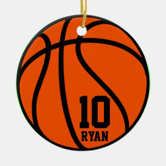 Modern Script Custom Basketbal Foto Kerstmis Keramisch Ornament (Voorkant)