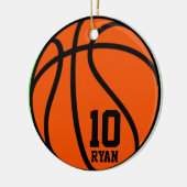 Modern Script Custom Basketbal Foto Kerstmis Keramisch Ornament (Links)