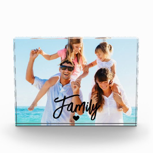 Modern Script Custom Family Photo Block Fotoblokken (Voorkant)