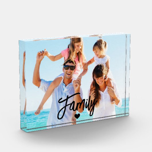 Modern Script Custom Family Photo Block Fotoblokken (Links)