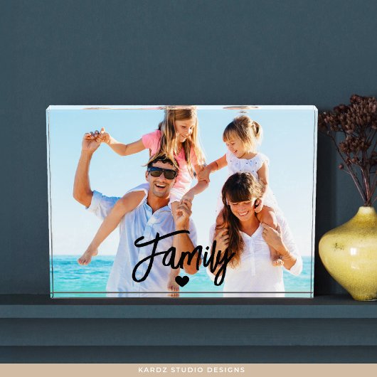 Modern Script Custom Family Photo Block Fotoblokken