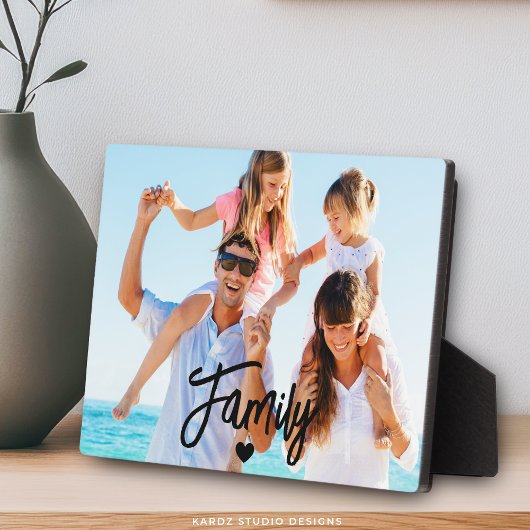 Modern Script Custom Family Photo Fotoplaat