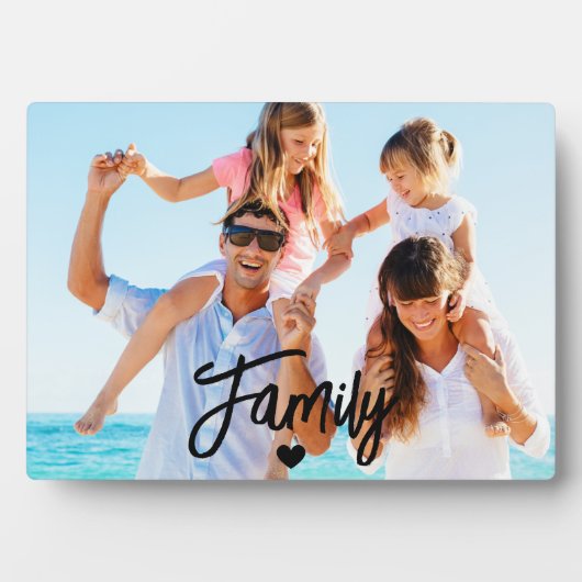 Modern Script Custom Family Photo Fotoplaat (voorkant)