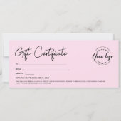 Modern Script Custom Logo Gift Certificaat Roze Kaart (Voorkant)