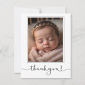 Modern Script Custom Newborn Baby Foto bedankt Kaart (Voorkant)