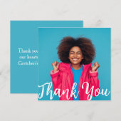 Modern Script Custom Photo Afstuderen Bedankt Kaart (Voorkant / Achterkant)