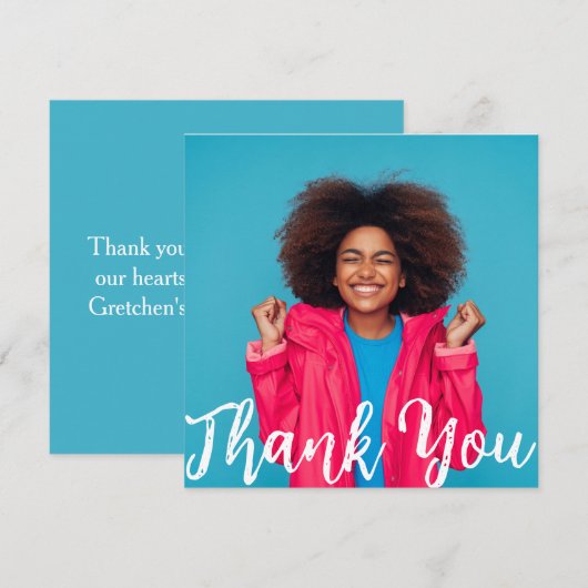 Modern Script Custom Photo Afstuderen Bedankt Kaart (Voorkant / Achterkant)