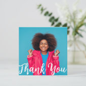 Modern Script Custom Photo Afstuderen Bedankt Kaart (Staand voorkant)