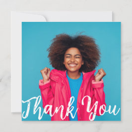 Modern Script Custom Photo Afstuderen Bedankt Kaart