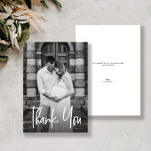 Modern Script Custom Photo Couple Baby shower Bedankkaart