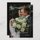 Modern Script Custom Photo Elegant Wedding  Kaart (Voorkant / Achterkant)