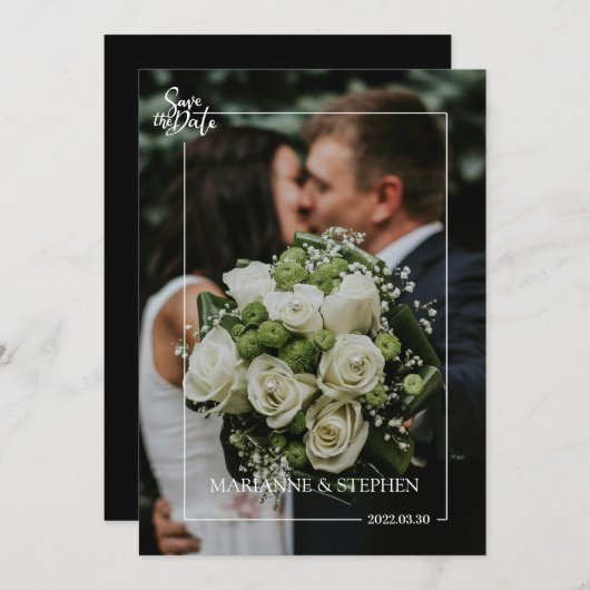 Modern Script Custom Photo Elegant Wedding  Kaart (Voorkant / Achterkant)