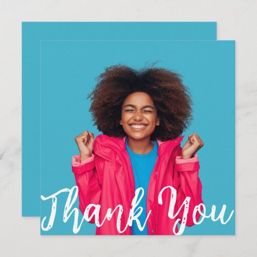 Modern Script Custom Photo Graduation Thank You I Kaart (Voorkant / Achterkant)