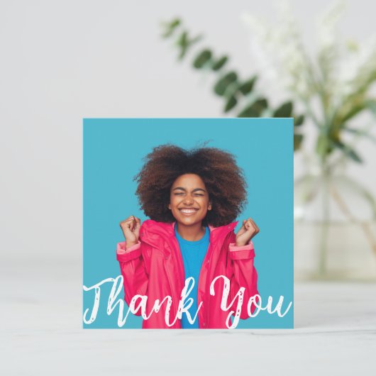 Modern Script Custom Photo Graduation Thank You  I Kaart (Staand voorkant)