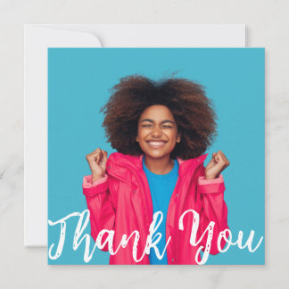 Modern Script Custom Photo Graduation Thank You I Kaart