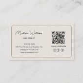 Modern Script Custom Photo QR Hair Stylist Visitekaartje (Achterkant)