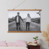 Modern Script Custom Wedding Photo Keepomwille Hangend Wandkleed (Slaapkamer)