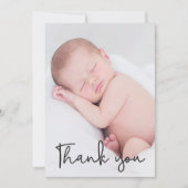 Modern script Dank je Baby Foto geboorte Aankondiging (Voorkant)