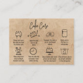 Modern script Dank u Cake Care instructies Visitekaartje (Voorkant)