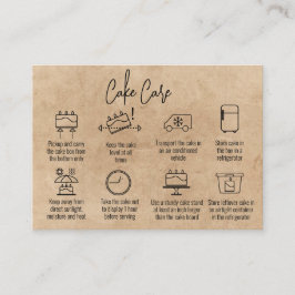 Modern script Dank u Cake Care instructies Visitekaartje