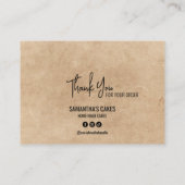 Modern script Dank u Cake Care instructies Visitekaartje (Achterkant)