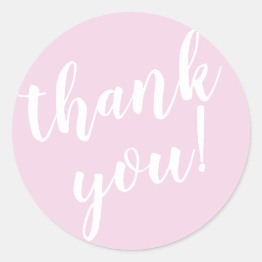 Modern script dank u eenvoudig blush roze ronde sticker (Voorkant)